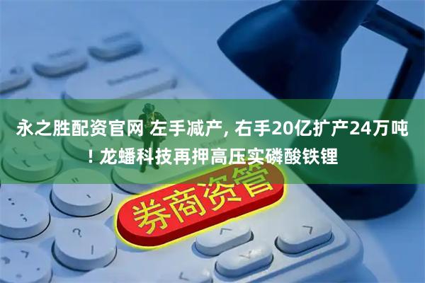 永之胜配资官网 左手减产, 右手20亿扩产24万吨! 龙蟠科技再押高压实磷酸铁锂